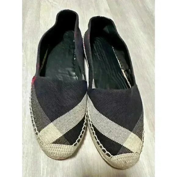 Burberry Navy Blue Nova Canvas Espadrille Flats Size 40.1/2 - Picture 8 of 12